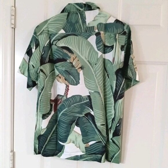 MNML Shirt Green And White Bananas Button Down Short Sleeve Men's Small - Picture 5 of 6